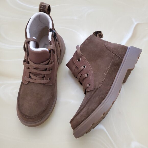 UGG Kids Chelham Weather Boot Walnut Suede Size 3 - Picture 2 of 12